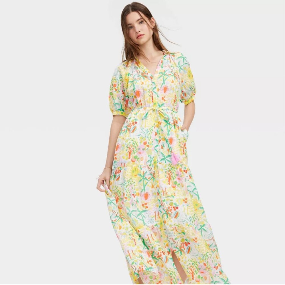 Roller Rabbit x Target - Women's Short Sleeve Maxi Dress Yellow/Green - M - Picture 3 of 5